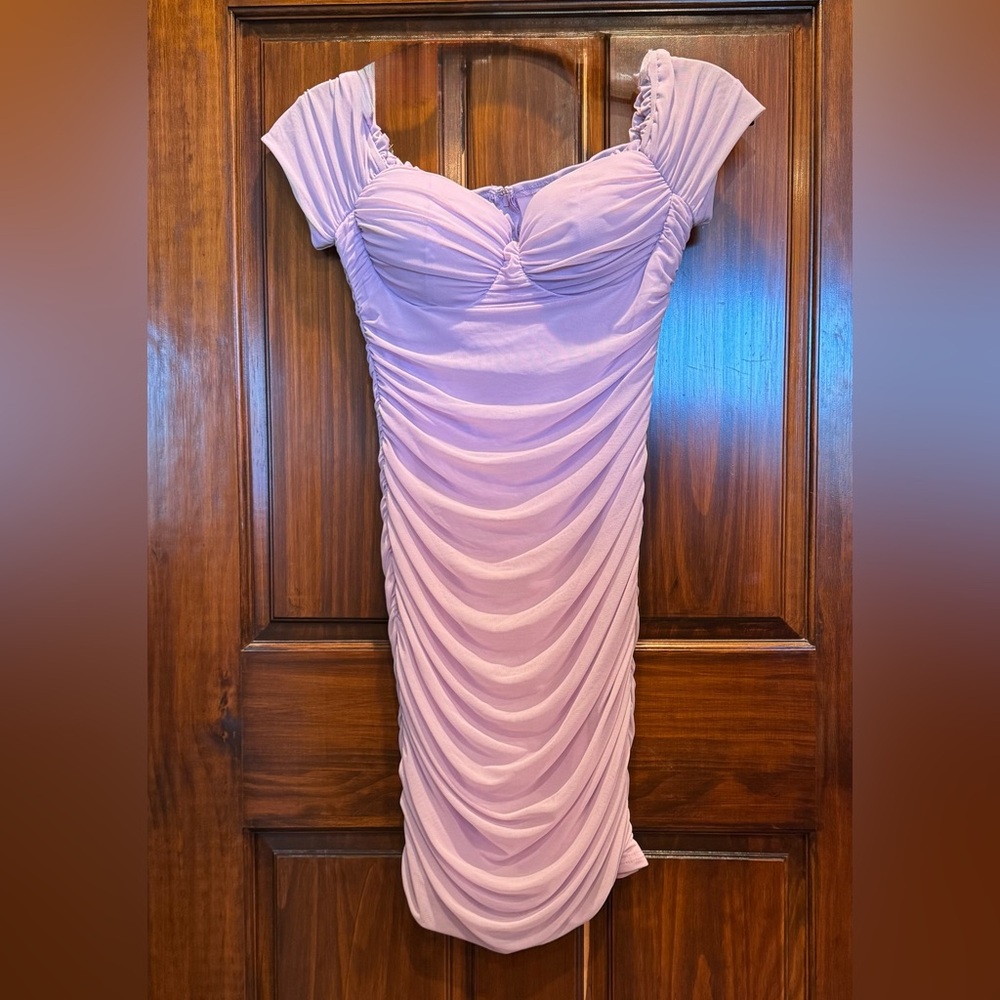 Windsor Light-Purple Ruched Mini Dress